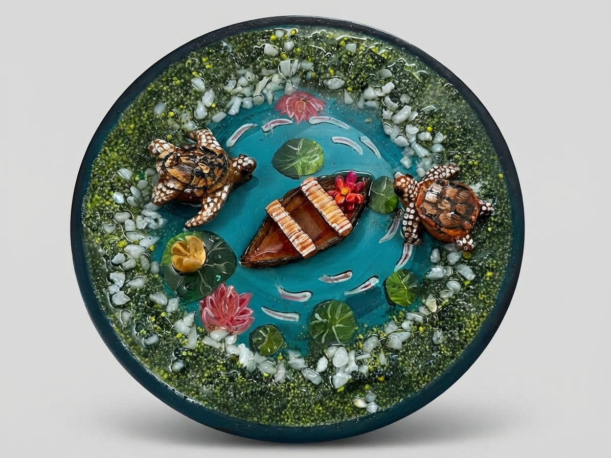 Turtle Pond Relief Art Plate - Crafted by Chitra