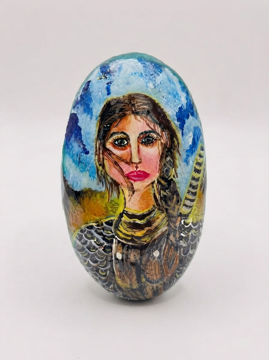 Mermaid Hand-Painted Portrait Stone - Crafted by Chitra
