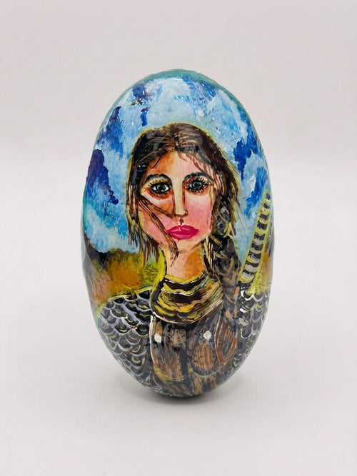 Mermaid Hand-Painted Portrait Stone - Crafted by Chitra