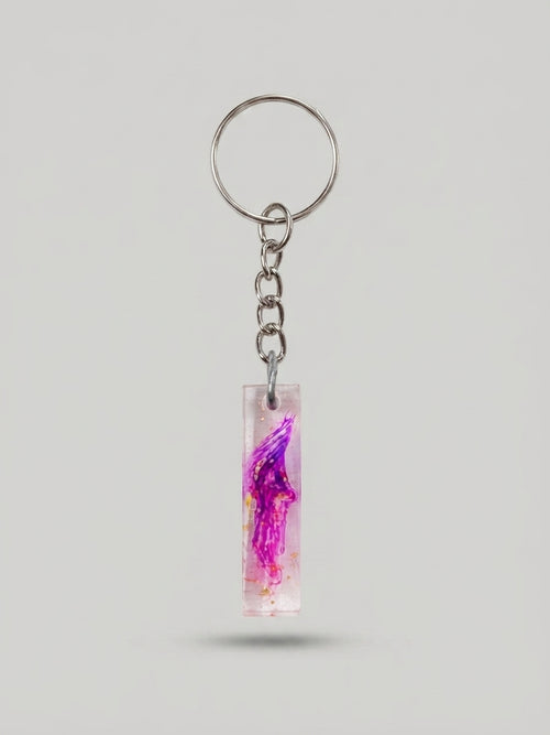 Magenta Blend Resin Bar Keychain - Crafted by Chitra
