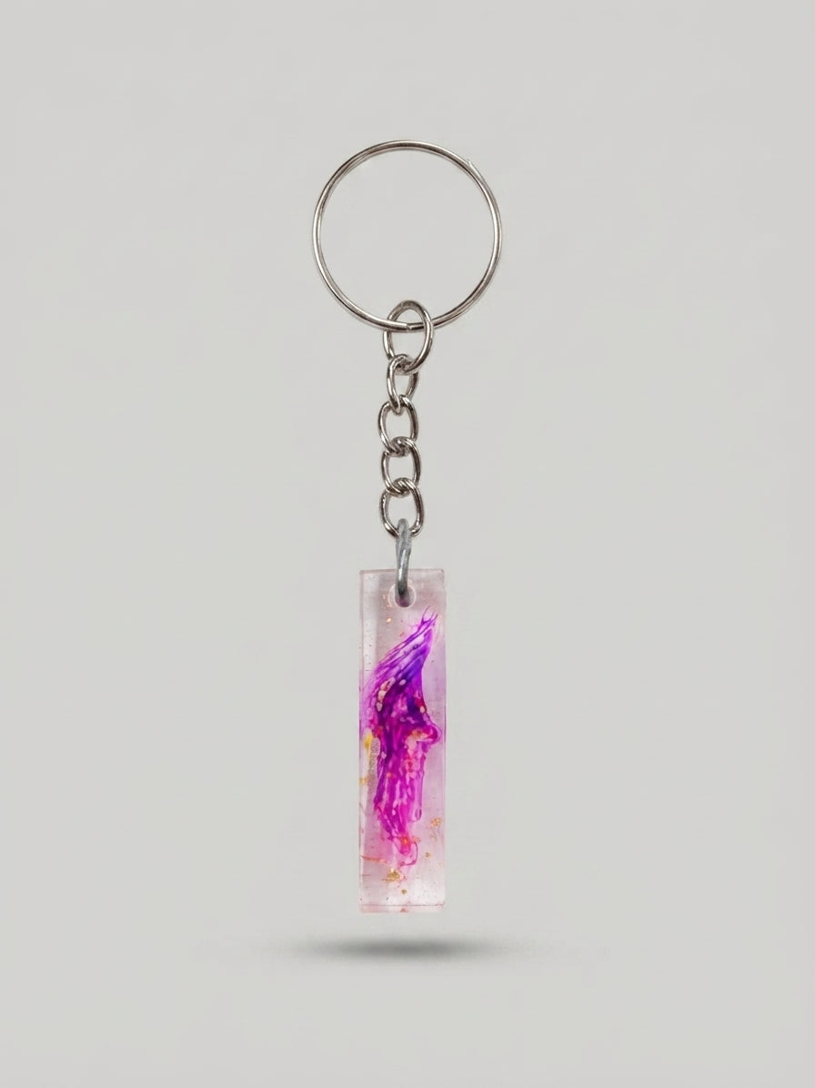 Magenta Blend Resin Bar Keychain - Crafted by Chitra