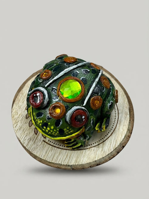 Jewelled Frog Painted Stone Figurine - Crafted by Chitra