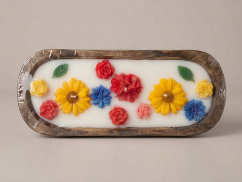 Dough Bowl Floral Candle - Large 30 cm - Crafted by Chitra