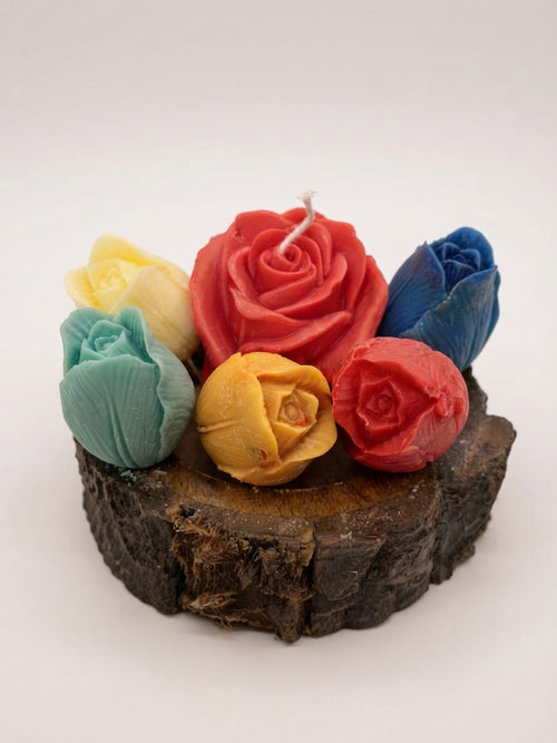 Rose and Tulip Bouquet Candle - Crafted by Chitra