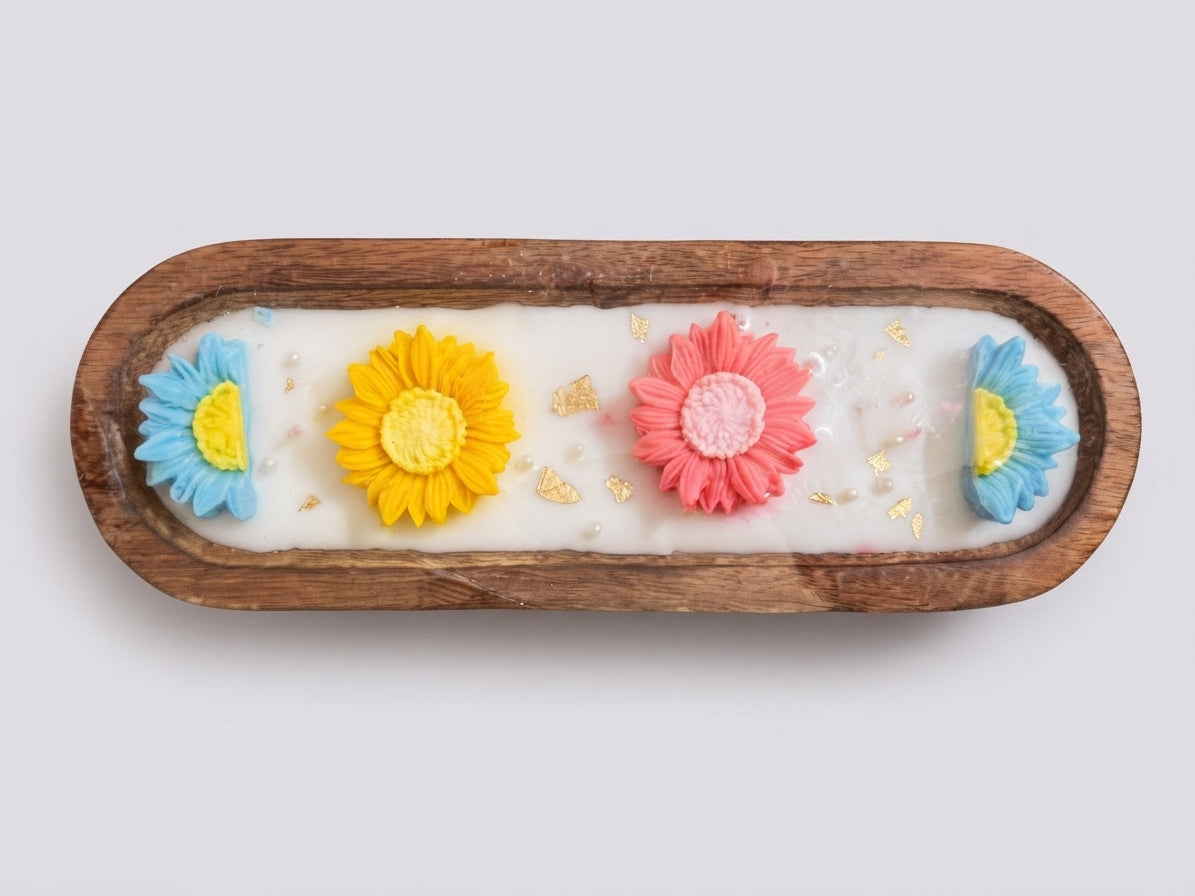 Dough Bowl Floral Candle - Medium 22 cm - Crafted by Chitra
