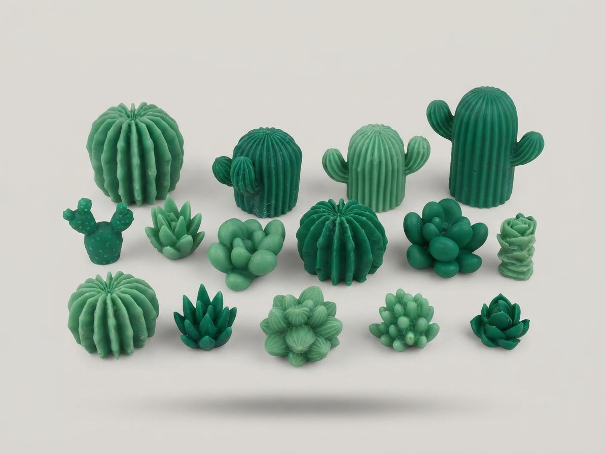 Succulent and Cactus Wax Embeds - Cactus and Succulent 12 pieces - Crafted by Chitra