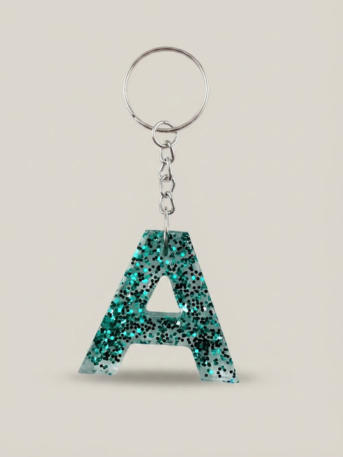 Glitter Personalised Resin Letter Keychain - Crafted by Chitra
