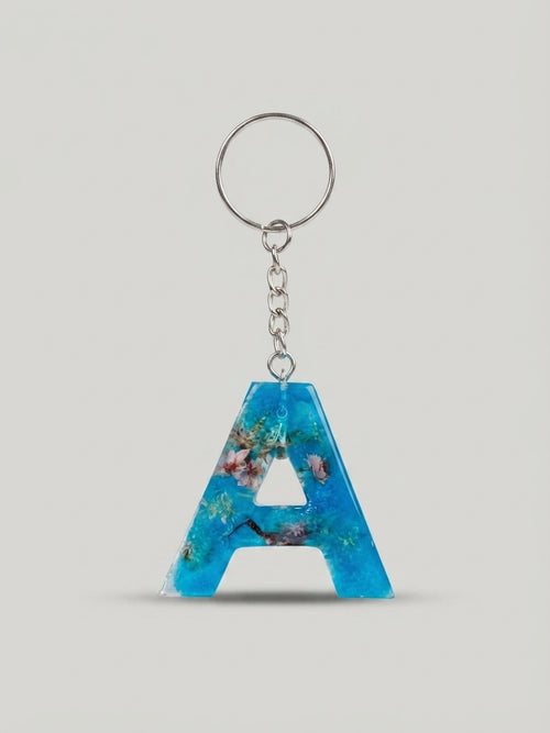 Solid Colour Personalised Resin Letter Keychain - Crafted by Chitra