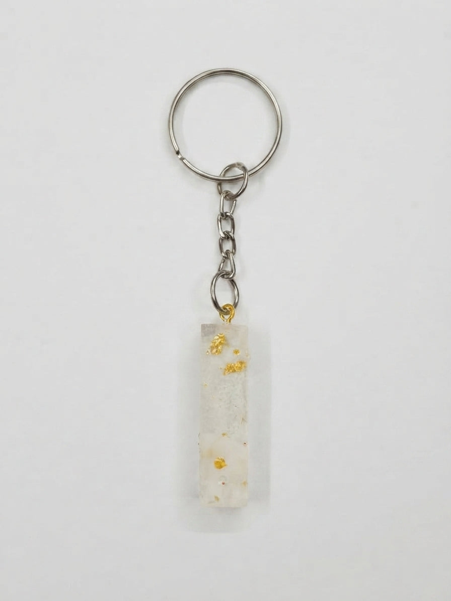 Gold Flake Resin Bar Keychain - Crafted by Chitra