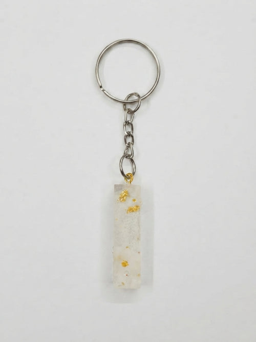 Gold Flake Resin Bar Keychain - Crafted by Chitra