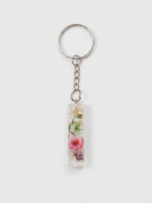 Pressed Flower Resin Bar Keychain - Crafted by Chitra
