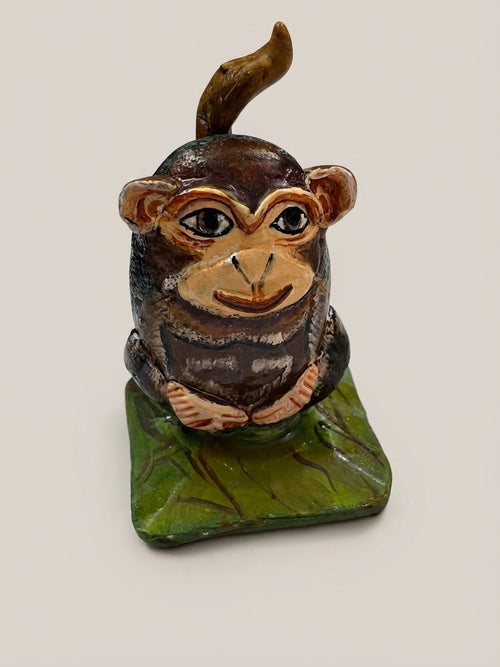 Monkey Painted Stone Figurine - Crafted by Chitra