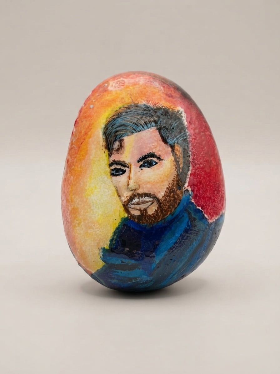 Portrait Study Hand-Painted Portrait Stone - Crafted by Chitra