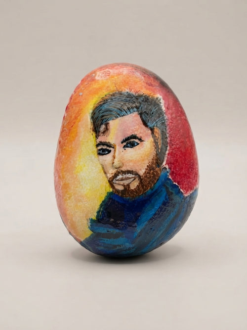 Portrait Study Hand-Painted Portrait Stone - Crafted by Chitra