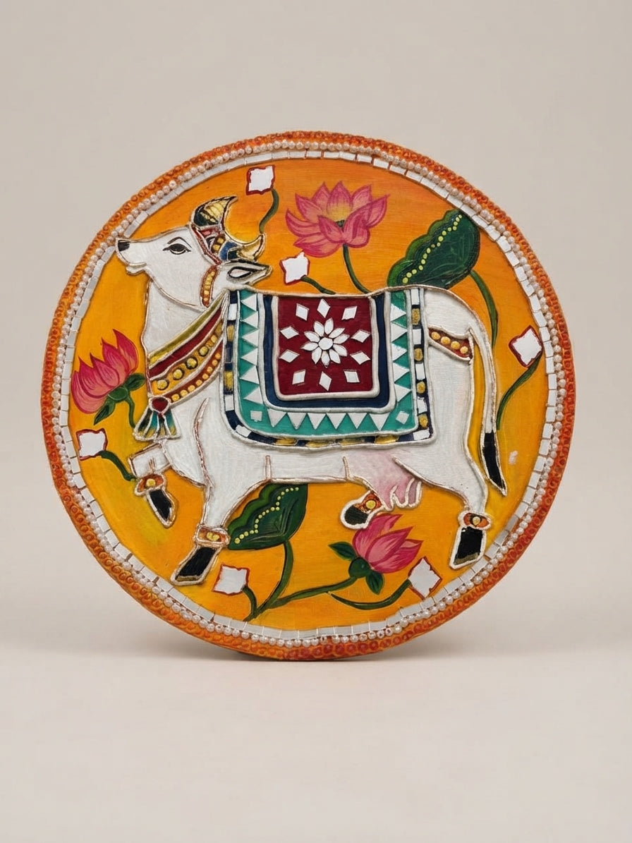 Pichwai Cow Plate - Crafted by Chitra