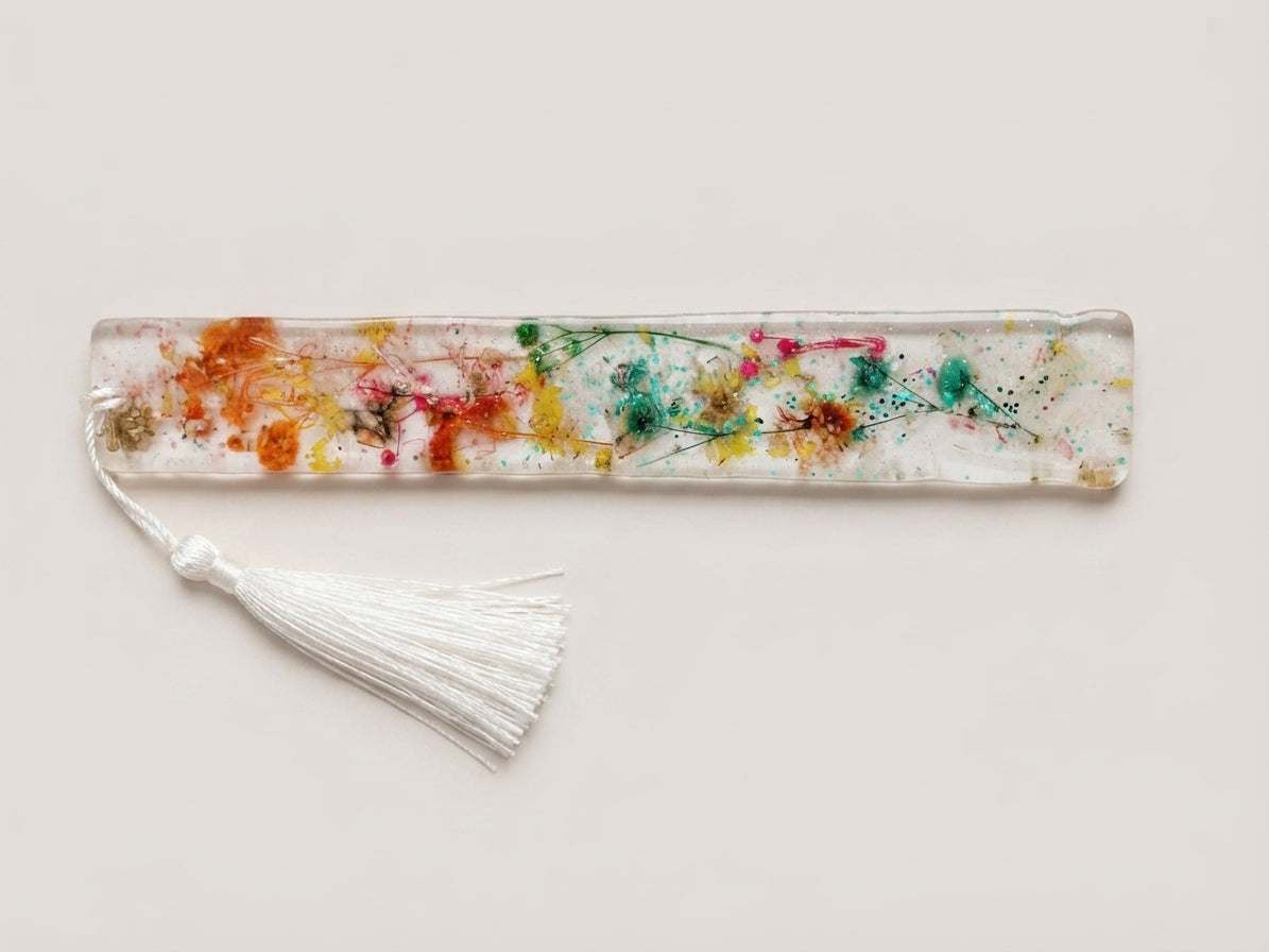 Ocean Blue Resin Bookmark with Silk Tassel - Crafted by Chitra