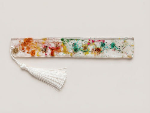 Ocean Blue Resin Bookmark with Silk Tassel - Crafted by Chitra