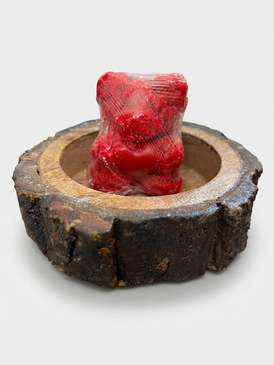 Strawberry Red Teddy Bear Candle - Crafted by Chitra