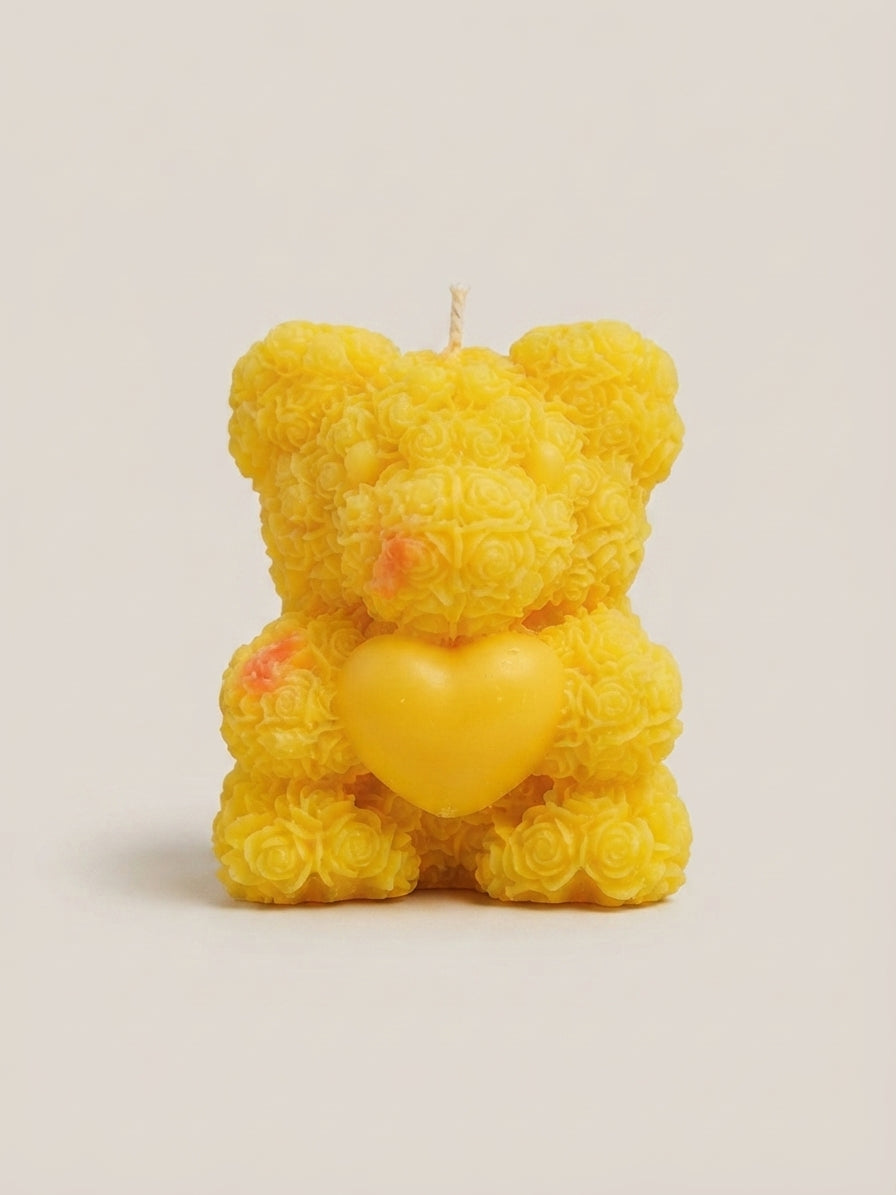 Butter Yellow Teddy Bear Candle - Crafted by Chitra