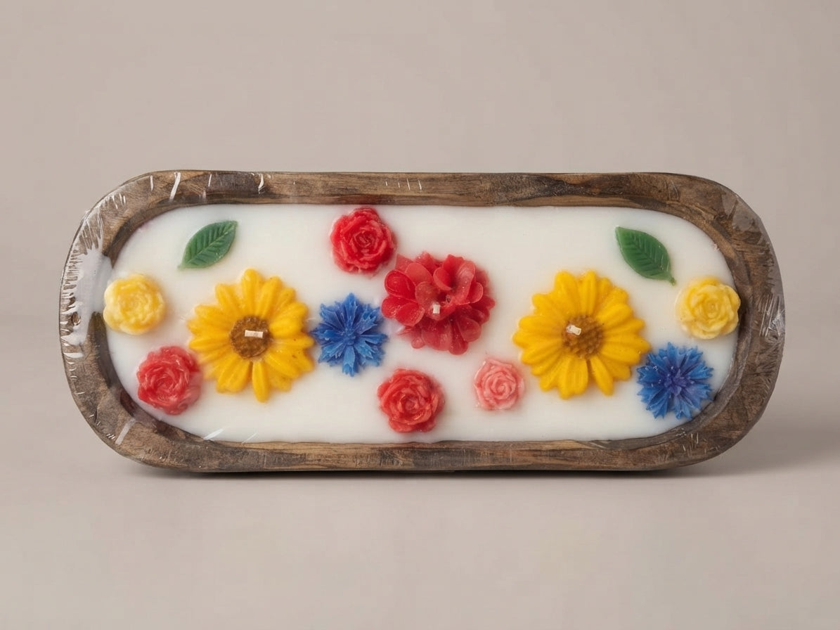 Dough Bowl Floral Candle - Large 30 cm - Crafted by Chitra