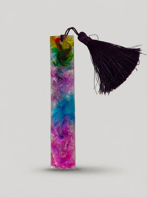 Crimson Ink Resin Bookmark with Silk Tassel - Crafted by Chitra