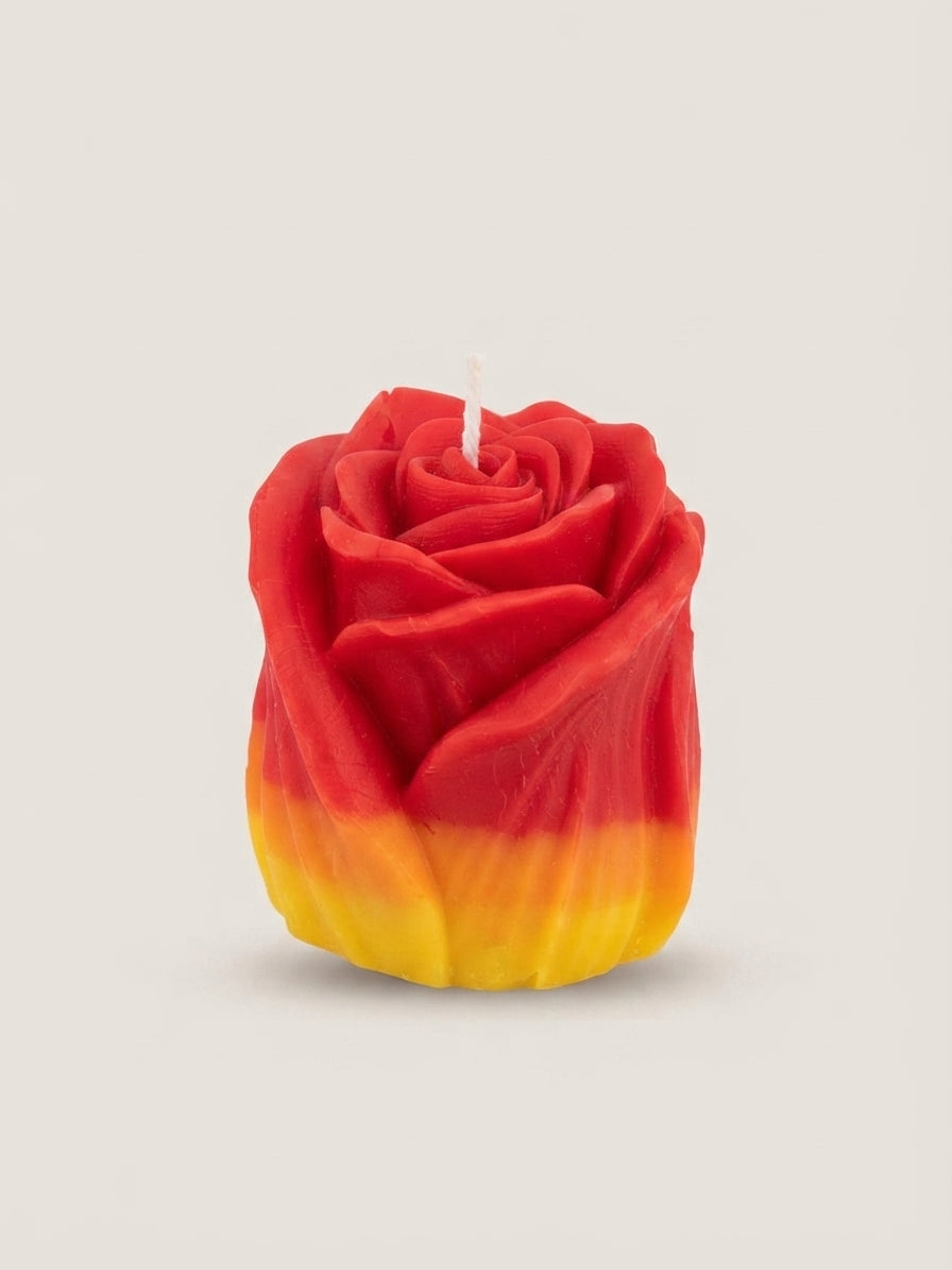 Red Rose Pillar Candle - Crafted by Chitra