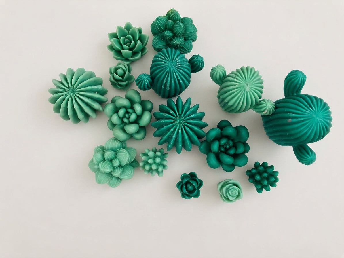 Succulent and Cactus Wax Embeds - Mixed Flowers 9 pieces - Crafted by Chitra