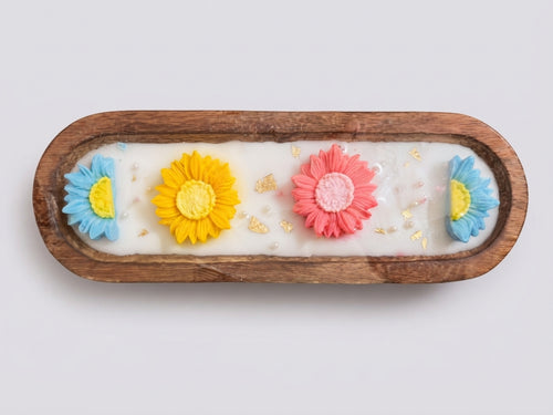 Dough Bowl Floral Candle - Medium 22 cm - Crafted by Chitra