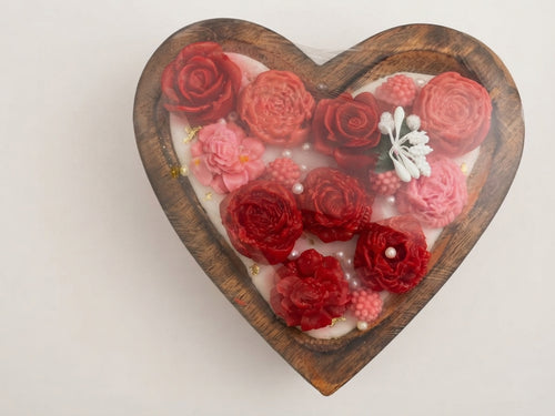 Heart Bowl Rose Candle - Crafted by Chitra
