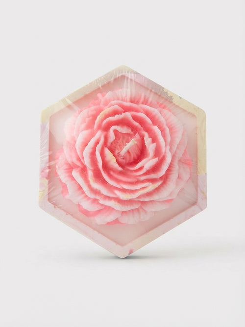 Blush on Mint Rose Hexagon Candle - Crafted by Chitra