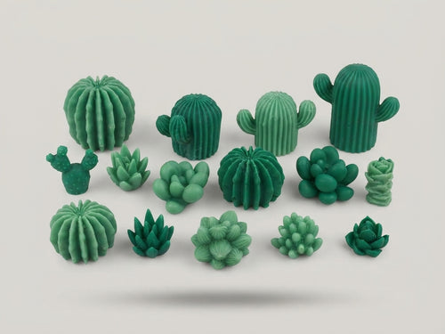 Succulent and Cactus Wax Embeds - Cactus and Succulent 12 pieces - Crafted by Chitra