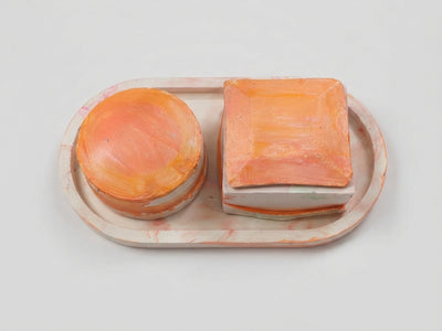 Peach Copper Resin Vanity Tray Set - Crafted by Chitra