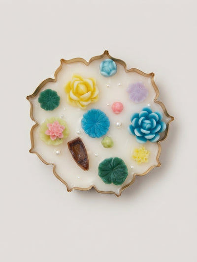 Ivory and Teal Scented Floral Wax Tablet - Crafted by Chitra