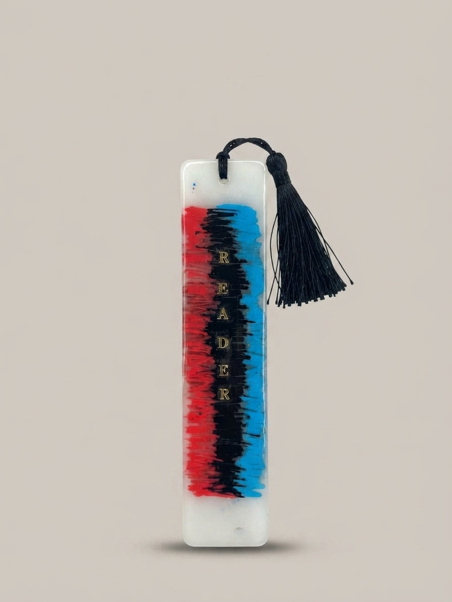 Magenta Bloom Resin Bookmark with Silk Tassel - Crafted by Chitra