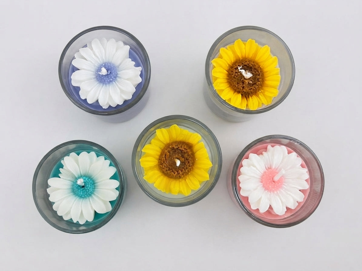 Floating Flower Candles - Glass Votive set of 5 - Crafted by Chitra
