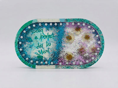Daisy and Pearl Resin Oval Serving Tray - Crafted by Chitra