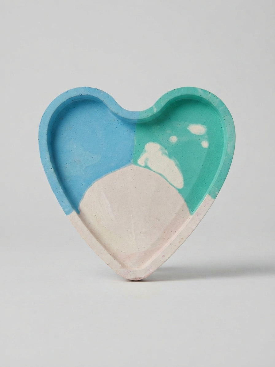 Heart - Teal and Blush Resin Trinket Dish - Crafted by Chitra