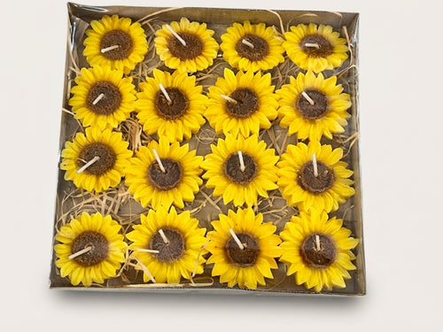 Flower Tealight Gift Box - Sunflower 16 pieces - Crafted by Chitra
