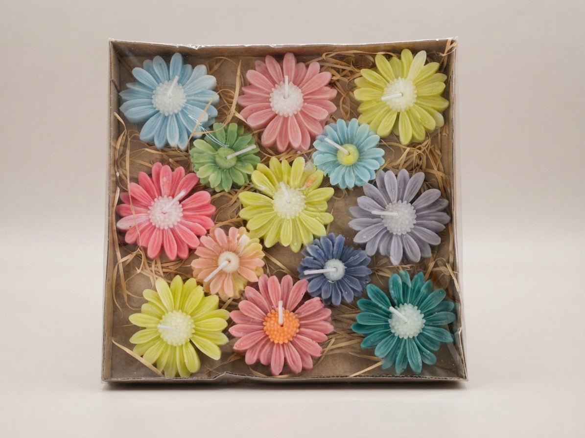 Flower Tealight Gift Box - Mixed Daisy 16 pieces - Crafted by Chitra