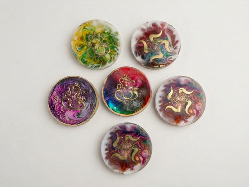 Marbled Resin Coaster Set of Five - Crafted by Chitra